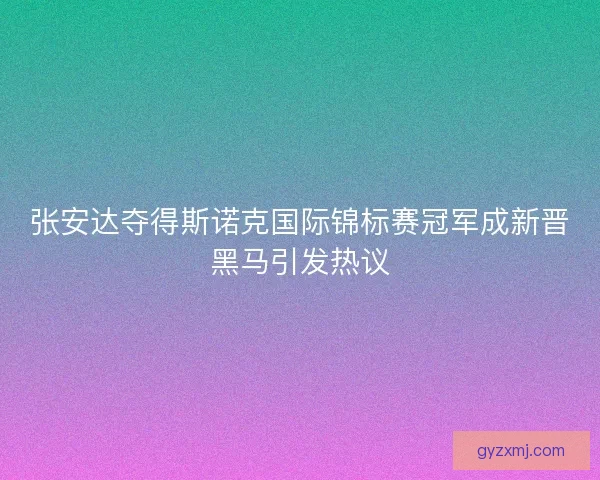 张安达夺得斯诺克国际锦标赛冠军成新晋黑马引发热议